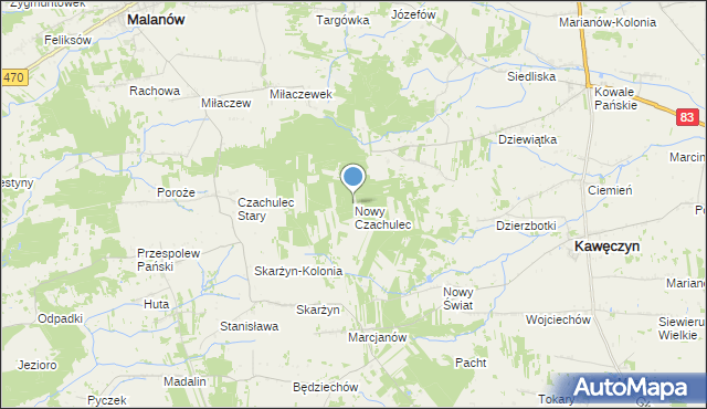 mapa Nowy Czachulec, Nowy Czachulec na mapie Targeo